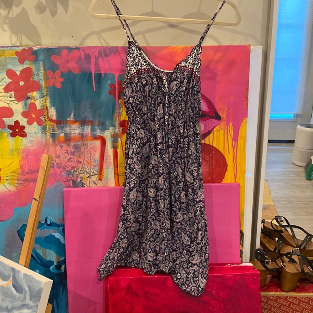 Purple patterned mini dress